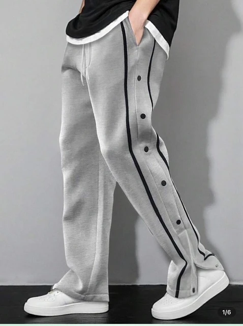 Casual side button split Trousers